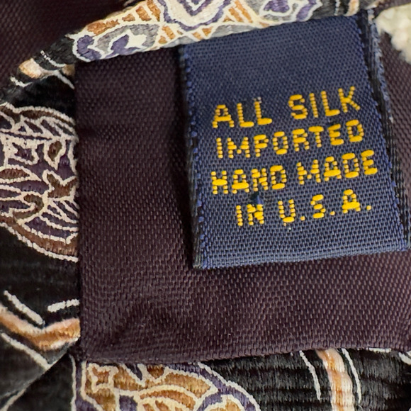 XMI 100% Silk Dress Tie Made in USA Black Geometric Pattern 58" 3.75" - Picture 7 of 9